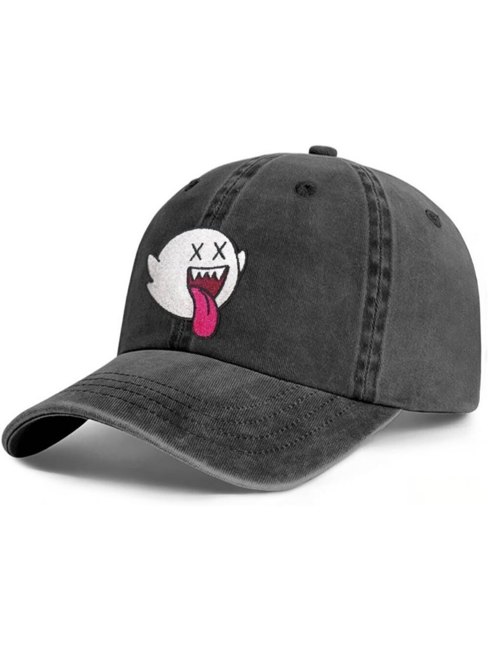 Fashion Cool Ghost Black Baseball Cap Funny Embroidered Birthday Gifts Hat